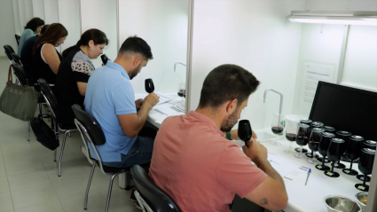 Personas catando vinos