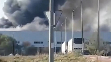 Incendio en una nave en Montehermoso