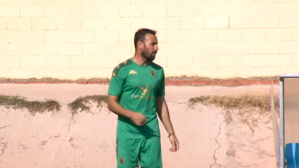 Javi Sánchez hoy en el entrenamiento del CF Villanovense