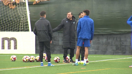 Manel ruano en el entrenamiento del Mérida