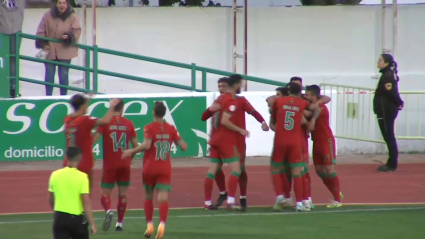 Celebración del gol del segundo gol del Badajoz ante el Villanovense