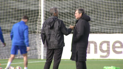 Manel Ruano durante el entrenamiento del mérida