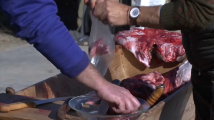 Carne en una matanza