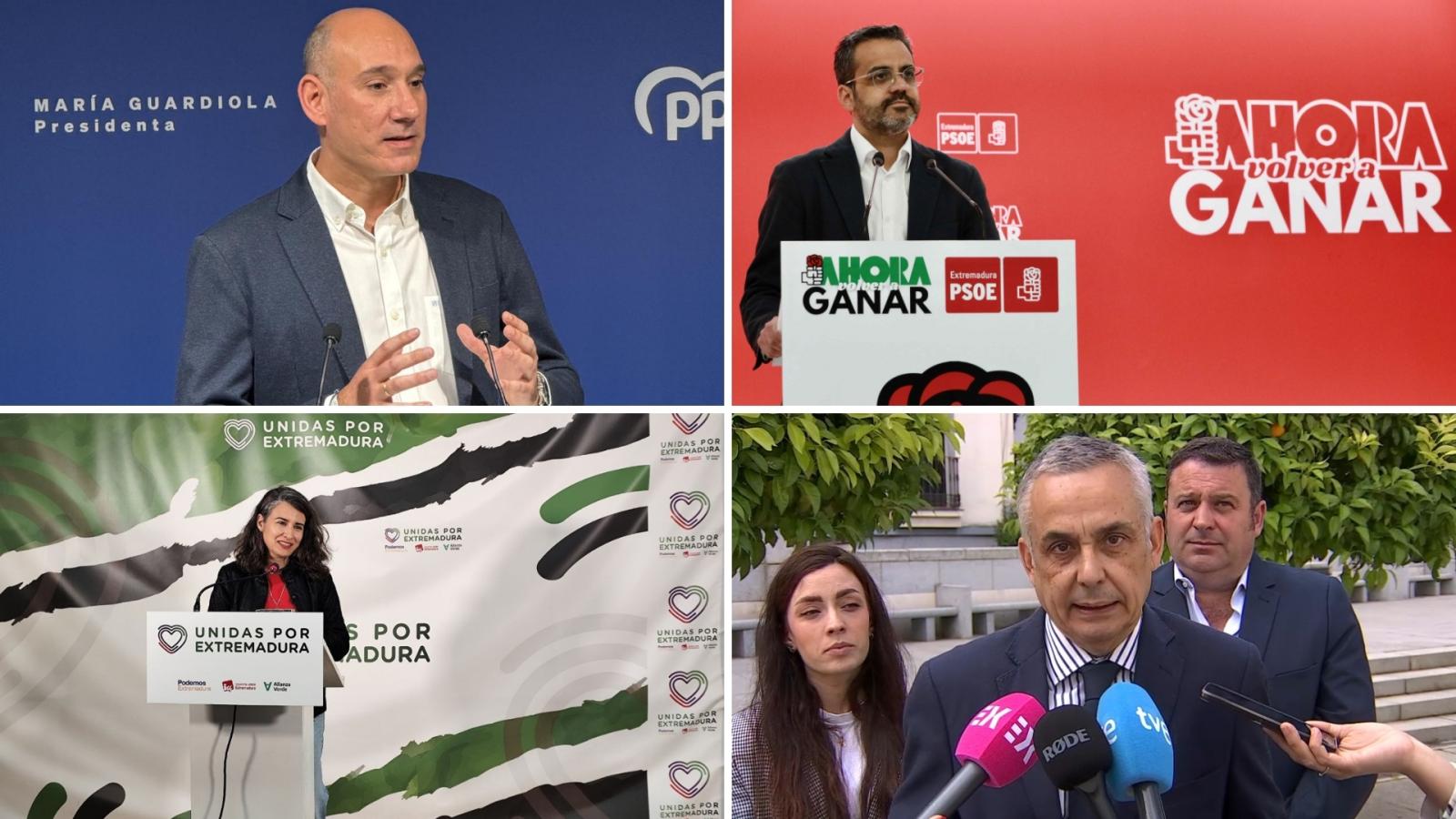 José Ángel Sánchez Juliá (PP), Manuel Andrés González Andrade (PSOE), Irene de Miguel (Unidas por Extremadura) y Ángel Pelayo Gordillo (Vox)