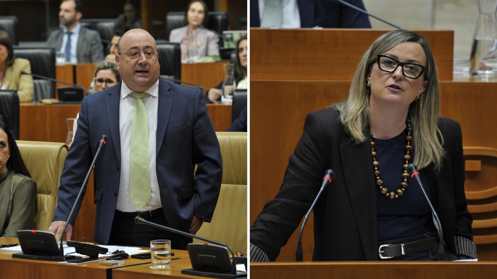 A la izquierda, el consejero de Agricultura, Juan José García García; a la derecha, la diputada socialista, Blanca Martín
