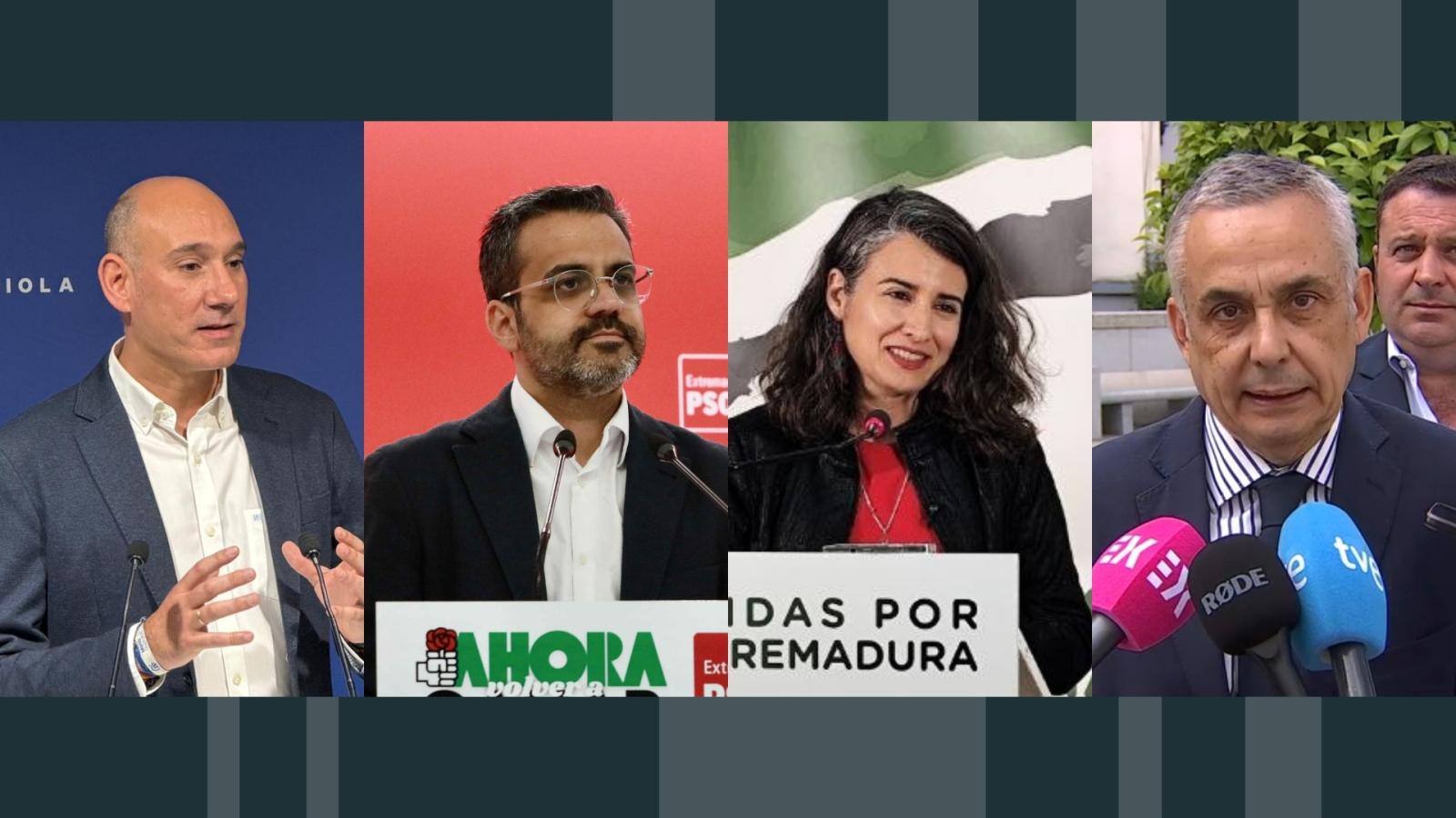 Portavoces de los cuatro partidos políticos con representación en la Asamblea de Extremadura