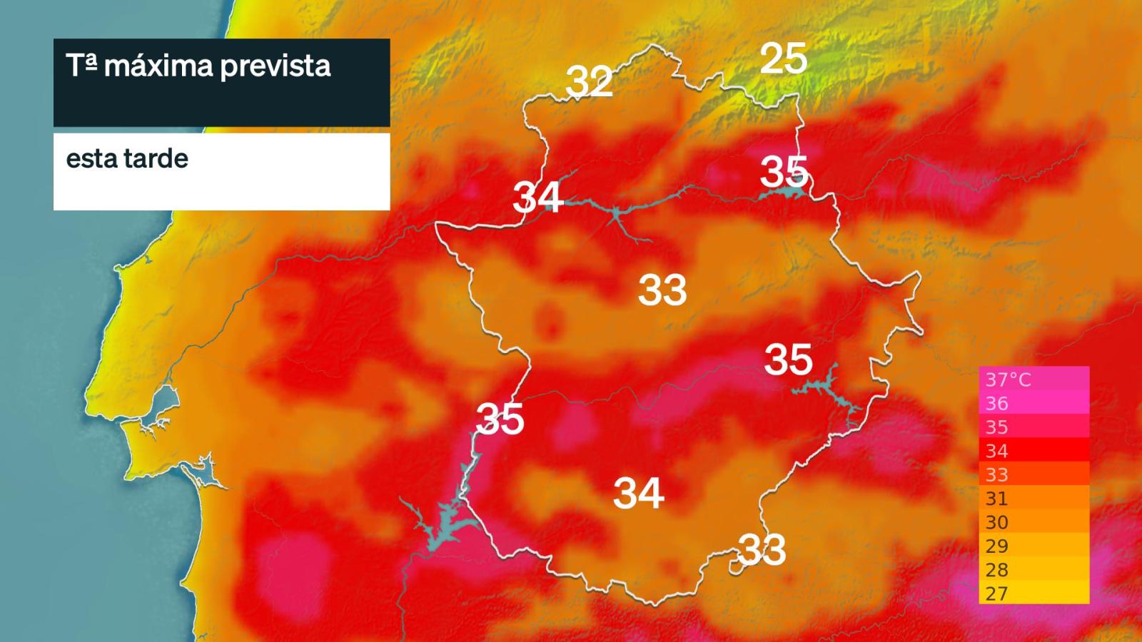Temperatura máxima prevista para hoy lunes 25 de mayo