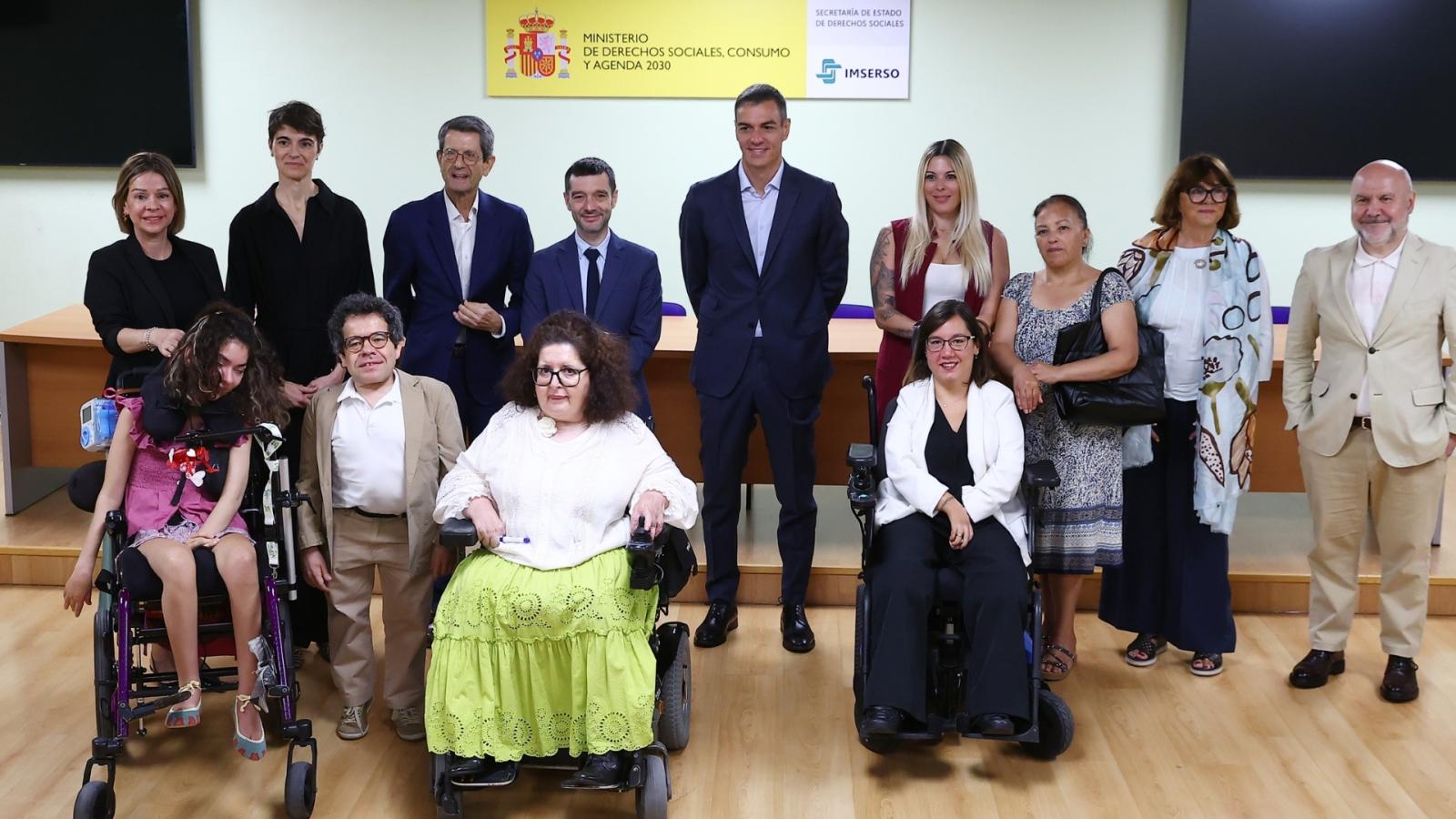 El presidente del Gobierno, Pedro Sánchez, en un encuentro sobre políticas de apoyo a la discapacidad y la dependencia.