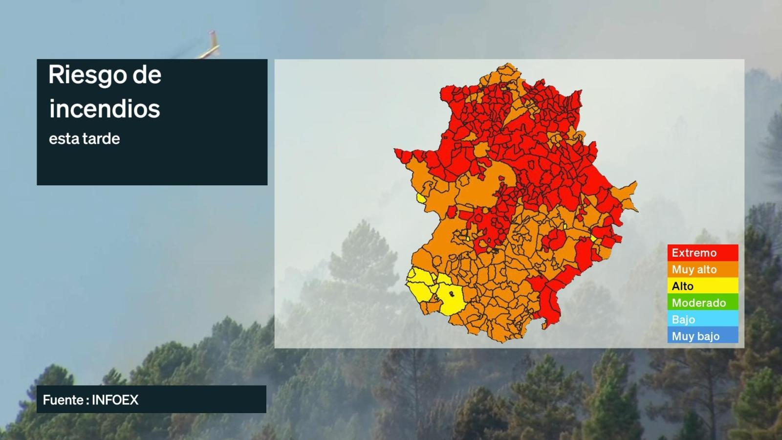Riesgos incendios forestales. Extremadura