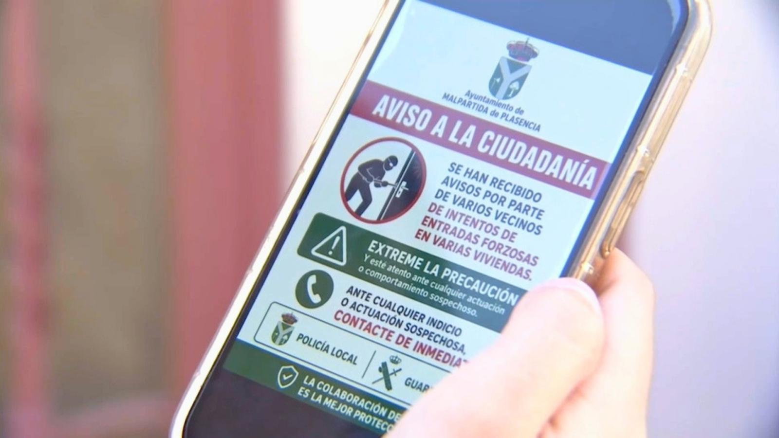 Aviso a la ciudadanía por robos en viviendas de Malpartida de Plasencia