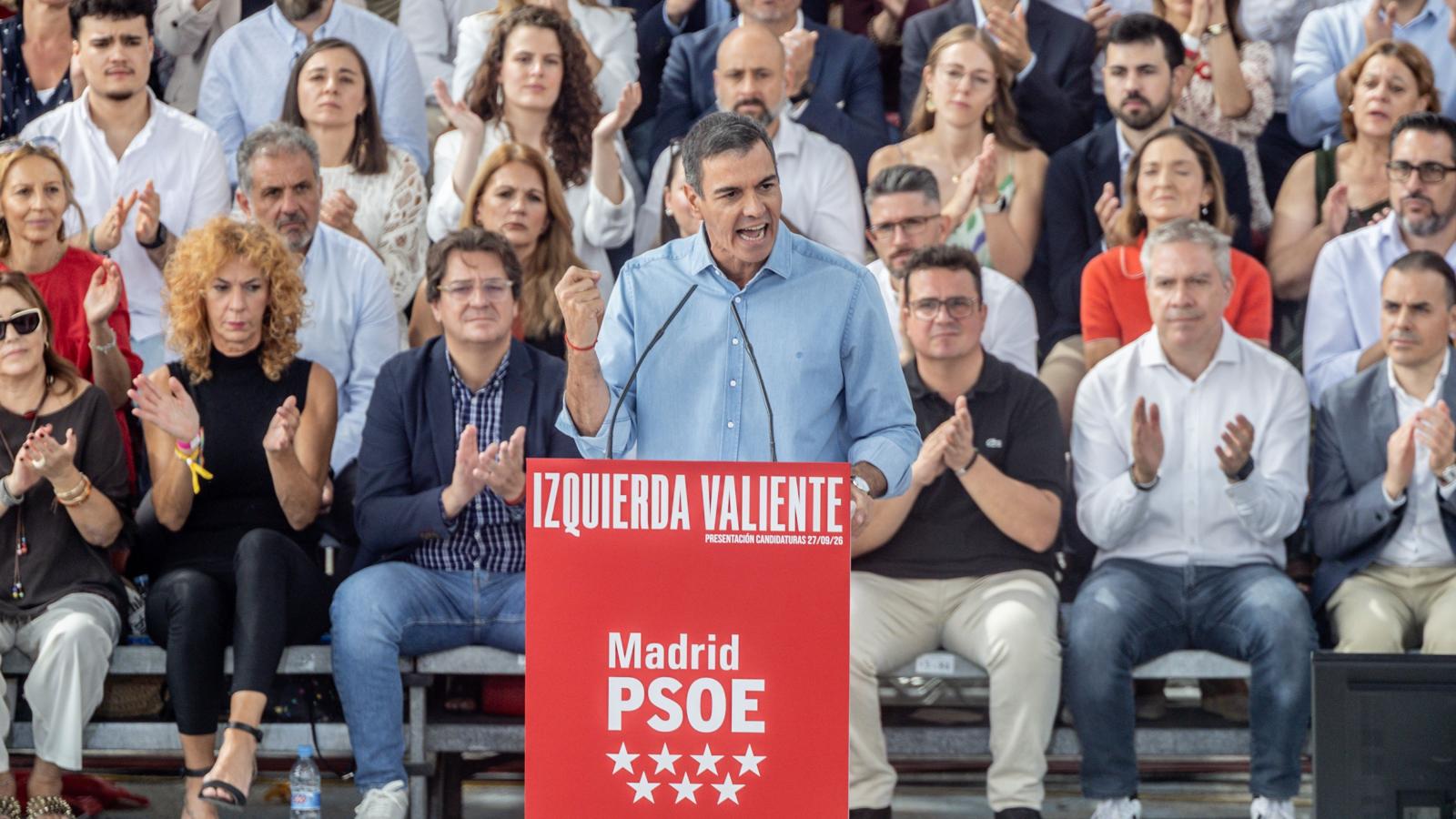 El secretario general del PSOE y presidente del Gobierno, Pedro Sánchez, durante el acto de presentación de candidaturas del PSOE de Madrid.