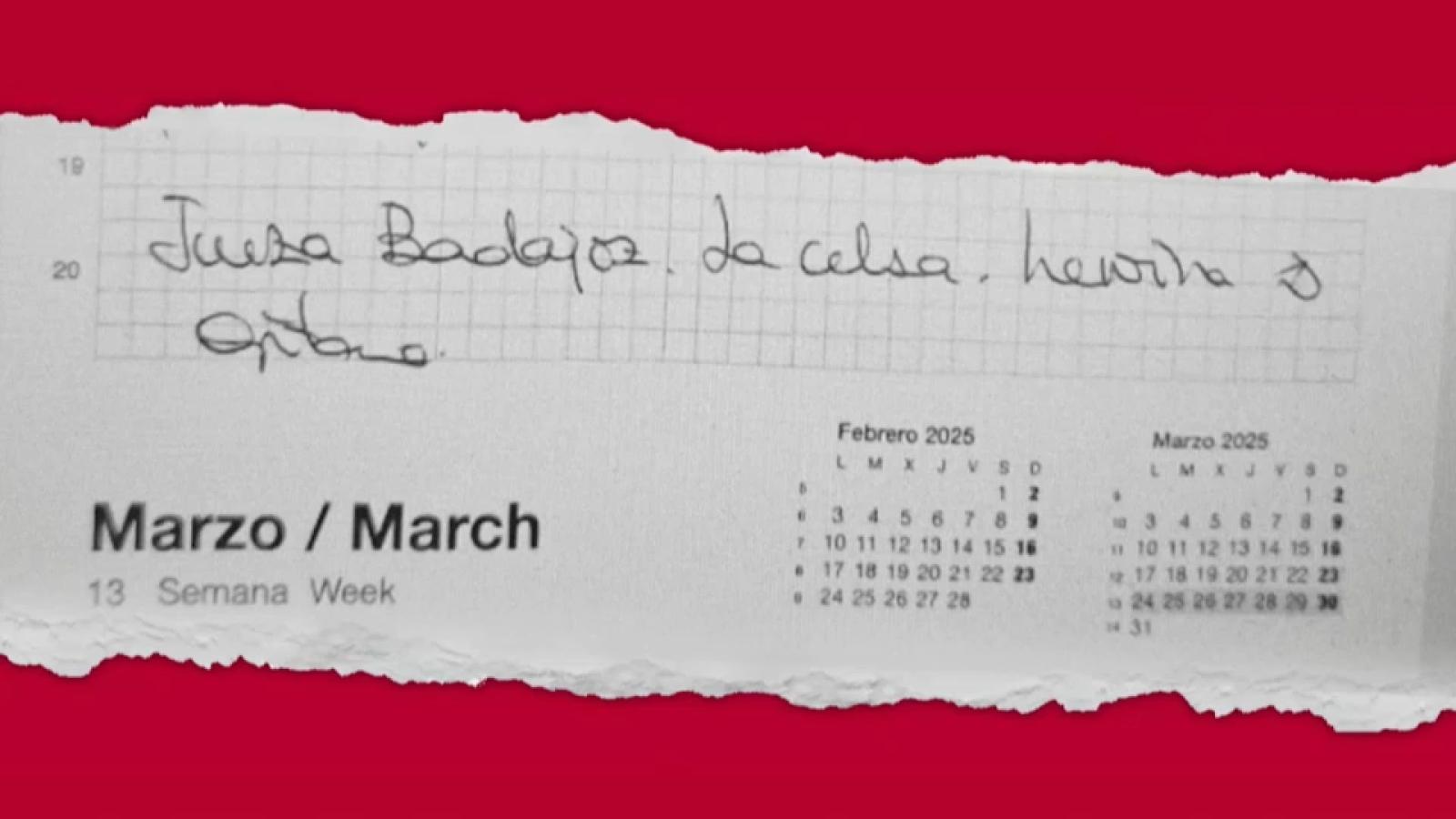 Nota manuscrita con anotaciones
