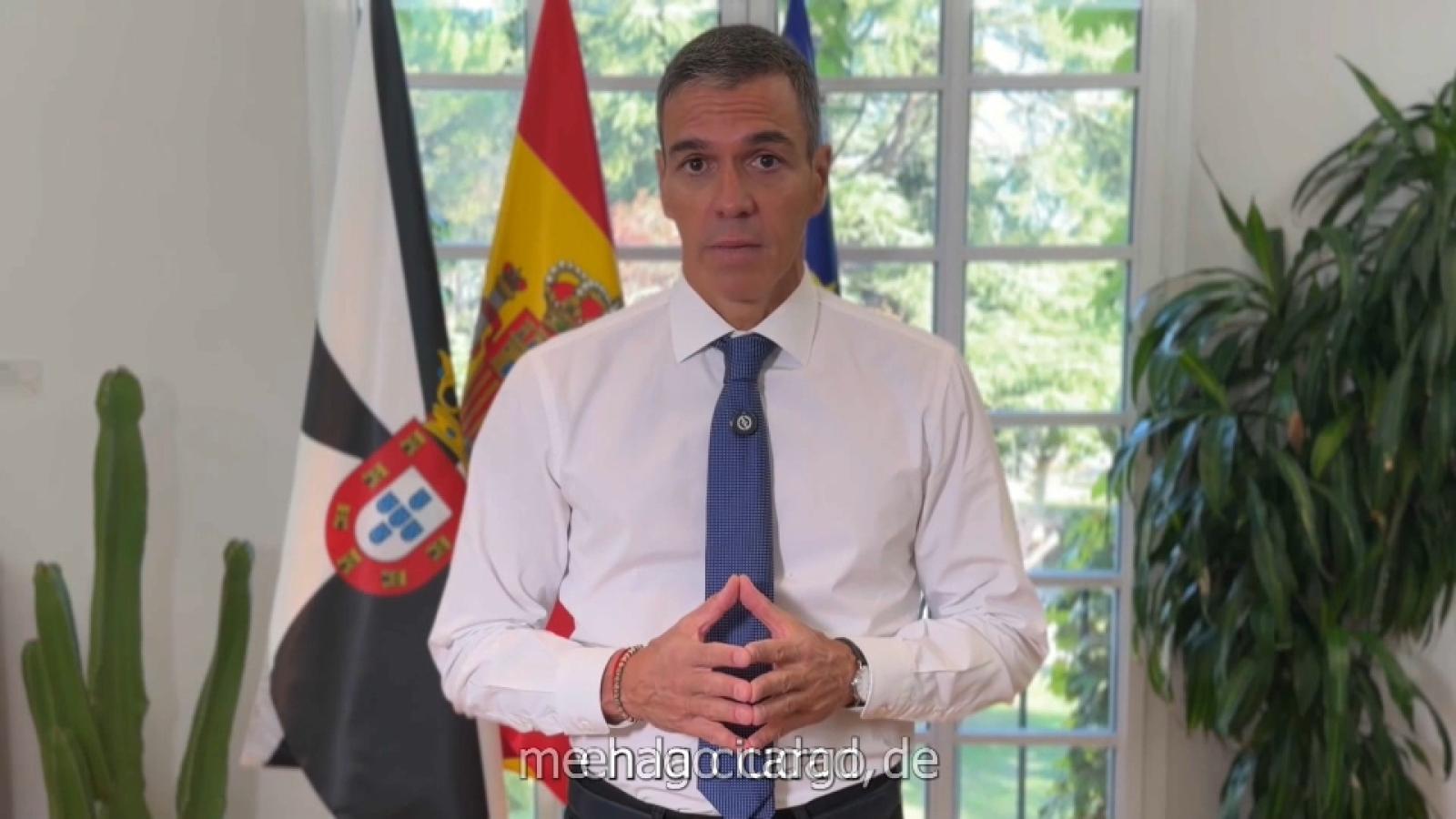 Pedro Sánchez, presidente del Gobierno, en un mensaje difundido a través de sus redes sociales
