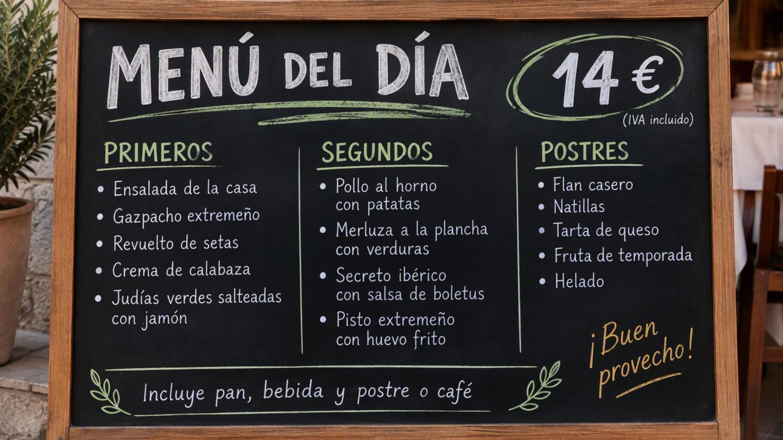 Menú del día. 