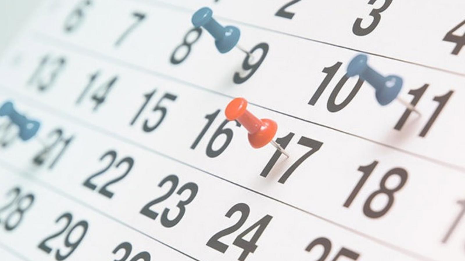 Calendario de días festivos