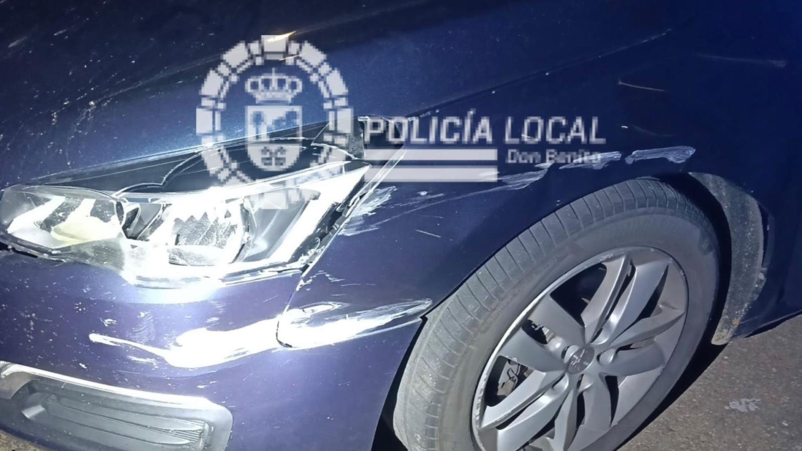 Daños sufridos por el vehículo robado durante la persecución