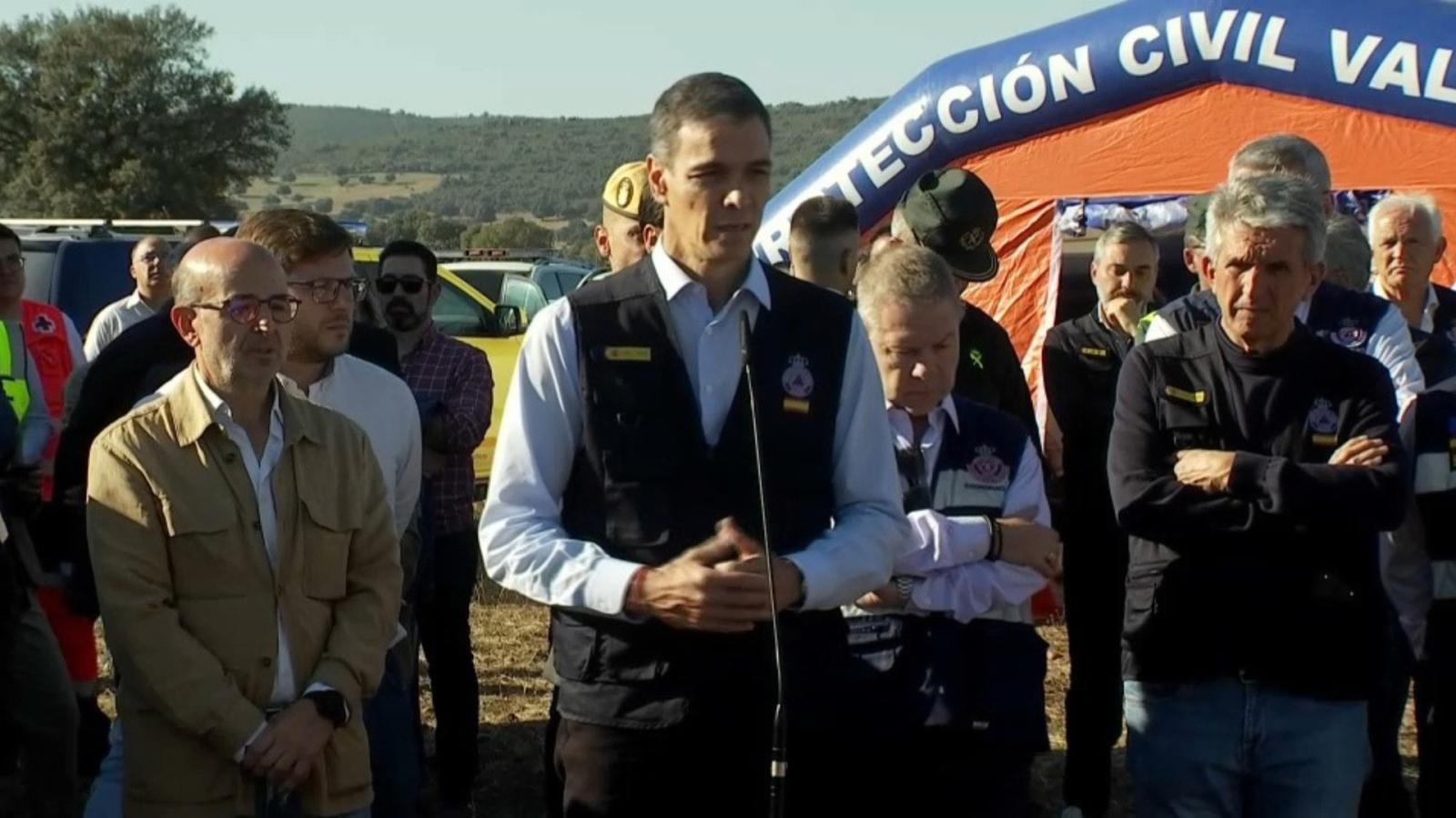 El presidente del Gobierno, Pedro Sánchez, ha intervenido desde el puesto de mando de Los Yébenes