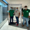 Víctor Martínez, Miguel Ángel Sánchez y Luis Guijarro. Los tres socios de Sodiro bajo uno de sus arcos anticovid.