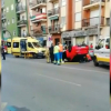 Imagen del coche volcado tras la colisión