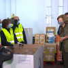 La reina Sofía durante su visita al Banco de Alimentos de Badajoz 