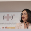 La ministra de Sanidad, Carolina Darias, durante la rueda de prensa tras celebrarse el Consejo Interterritorial de Salud, que ha reúnido este miércoles en València a Sanidad y comunidades autónomas, analizando la evolución de la pandemia de covid, la situación epidemiológica de la viruela del mono, así como la aplicación del plan de salud bucodental aprobado por el Consejo de Ministros y que dará cobertura a siete millones de personas.