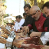 Encuentro solidario de cortadores de jamón en Puebla de la Calzada