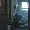 Vivienda afectada por el incendio en la calle Olof Palme, en Badajoz. 