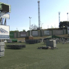 Instalación de las gradas supletorias en el Príncipe Felipe