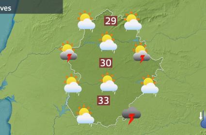Mapa de previsión para hoy jueves 27 de junio