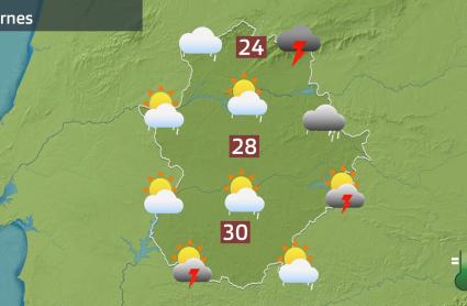Mapa de previsión para hoy viernes 28 de junio