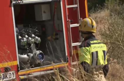 Declarado un incendio forestal  entre los términos de Don Benito y Manchita