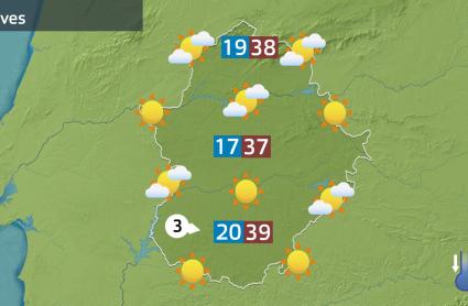 Mapa de previsión del jueves 17 de julio