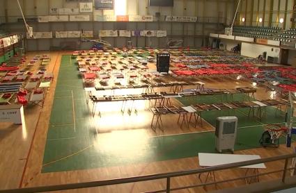Pabellón de la Bombonera de Plasencia, lugar de acogida de personas evacuadas