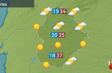 Mapa de previsión del martes 26 de agosto