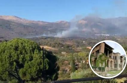 Monasterio de Yuste e incendio forestal en Cuacos de Yuste