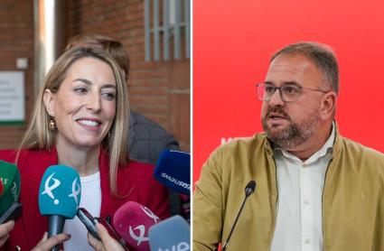María Guardiola y Antonio Rodríguez Osuna durante actos de este lunes 3 de noviembre