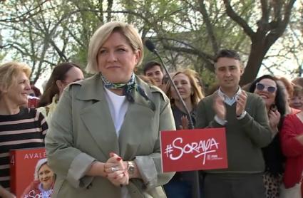 Soraya Vega, precandidata a la secretaría general del PSOE de Extremadura, durante un acto en Arroyo de San Serván el 23 de marzo de 2026