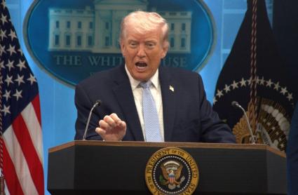 Donald Trump, presidente de los Estados Unidos, durante una conferencia de prensa en la Casa Blanca
