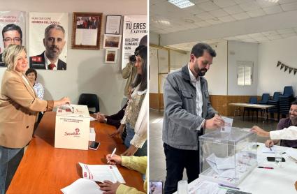 Soraya Vega y Álvaro Sánchez Cotrina votan durante las Primarias del PSOE