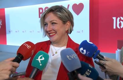 Soraya Vega, del PSOE de Extremadura, tras la celebración de las primarias
