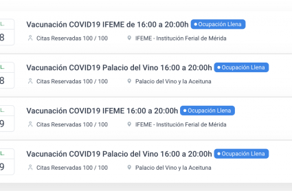 Web de autocita del SES con fechas completas