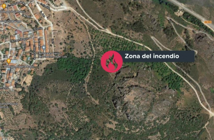 Zona del incendio en Cañamero