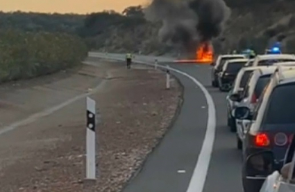 Coche arde en A-66
