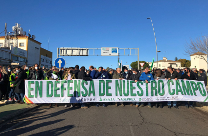 Cabecera de la manifestación de agricultores