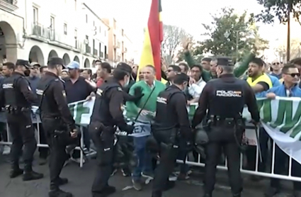 Manifestación de agricultores en Don Benito