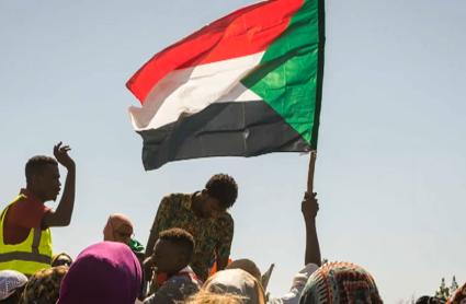 Sudaneses durante un golpe de estado en su país.