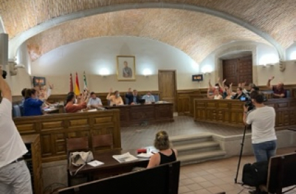 Momento en que se vota la moción sobre el tren en Plasencia.