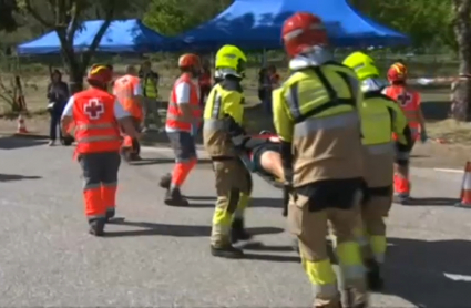 Efectivos participan en el simulacro entre España y Portugal