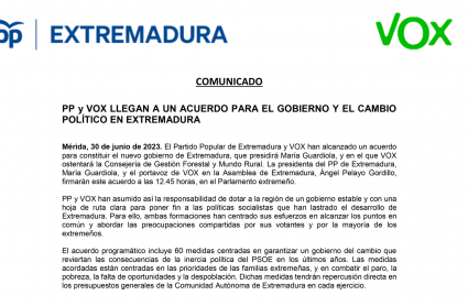 Comunicado del acuerdo PP-VOX
