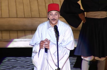 El actor Antonio Pagudo durante una escena de 'La Comedia de los Errores' en el Festival de Teatro Clásico de Mérida